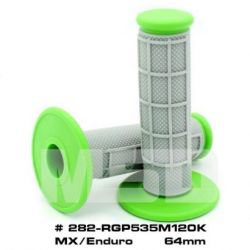 MX Rubber Dual Compound Grips-Grey/Green