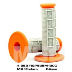 MX Rubber Dual Compound Grips-Grey/Orange